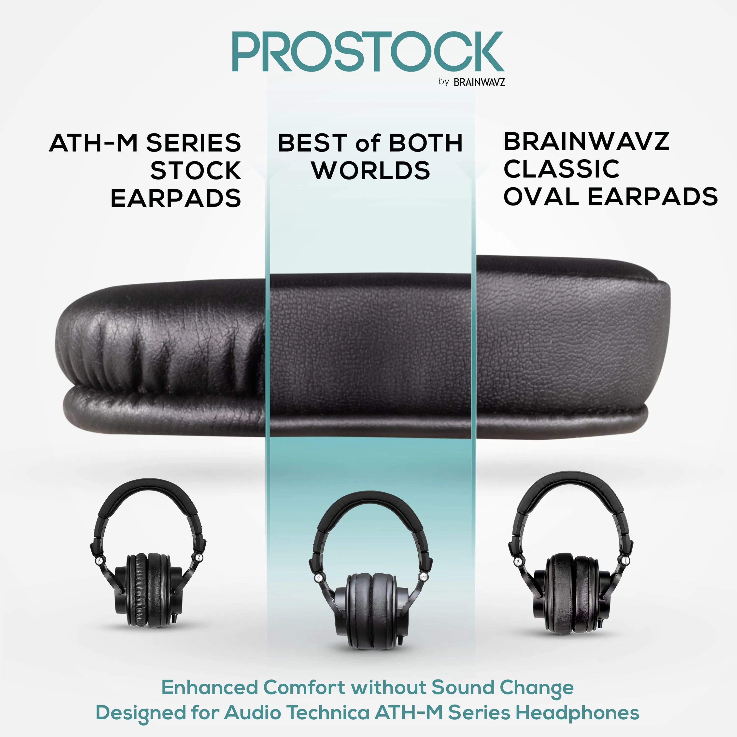 ProStock ATH M50X & M Series Replacement Earpads - Custom Designed Shape with Memory Foam - Sheepskin Leather