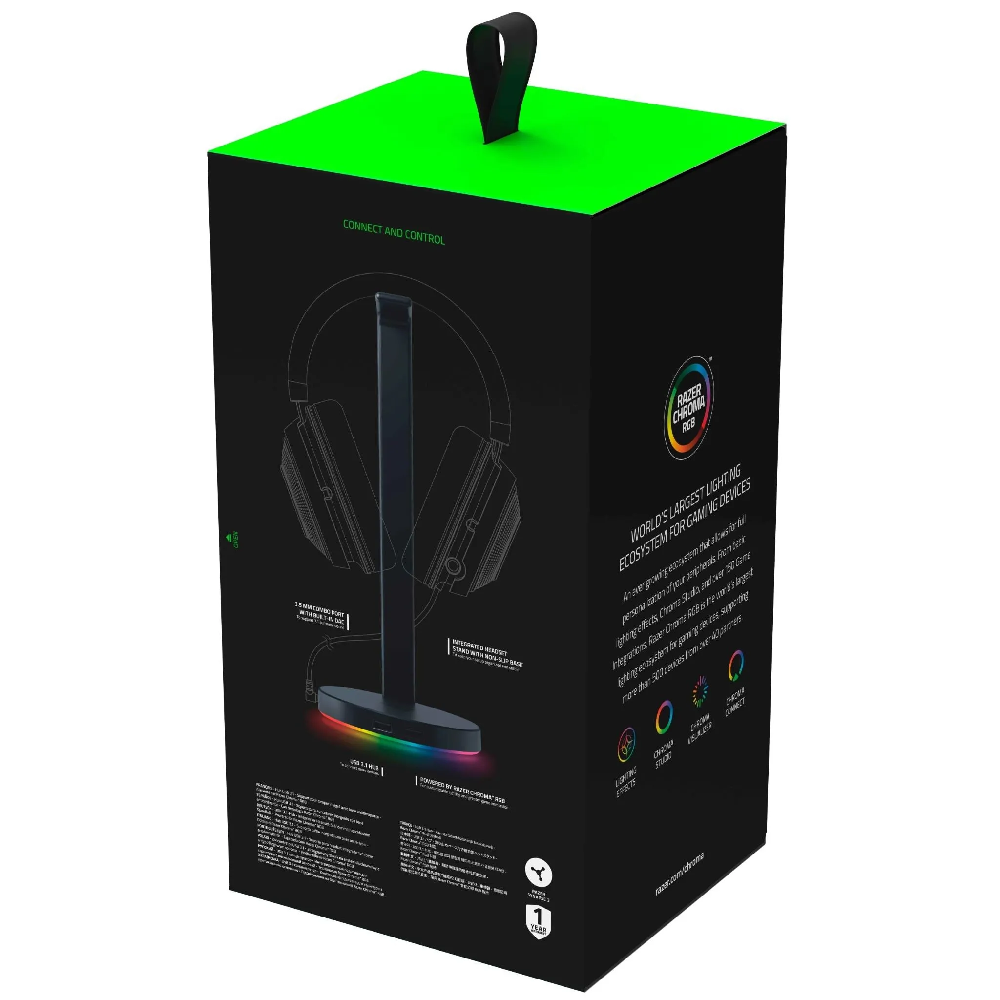 Razer Base Station V2 Chroma - Chroma Enabled Headset Stand with USB 3.1 Hub and 7.1 Surround Sound