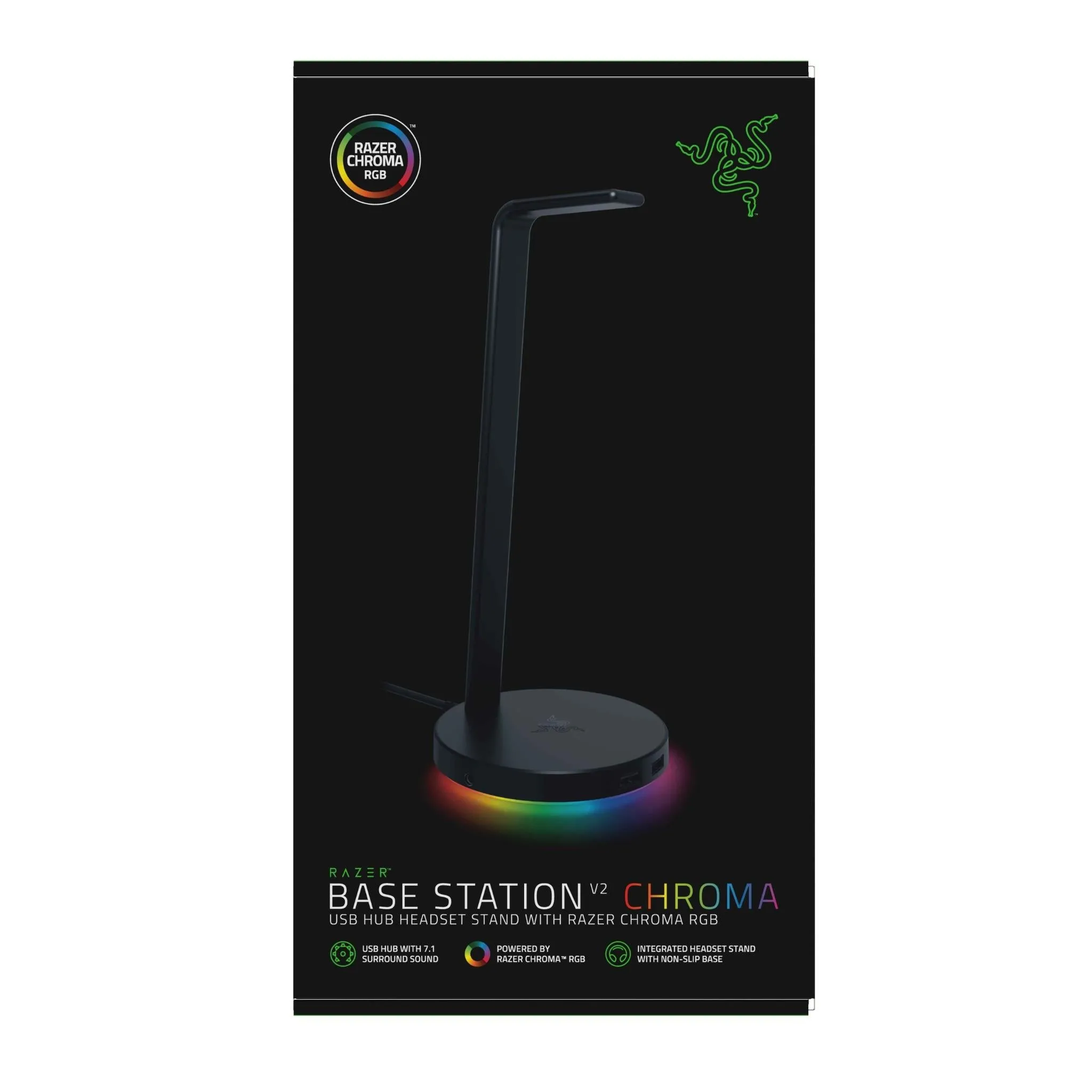 Razer Base Station V2 Chroma - Chroma Enabled Headset Stand with USB 3.1 Hub and 7.1 Surround Sound