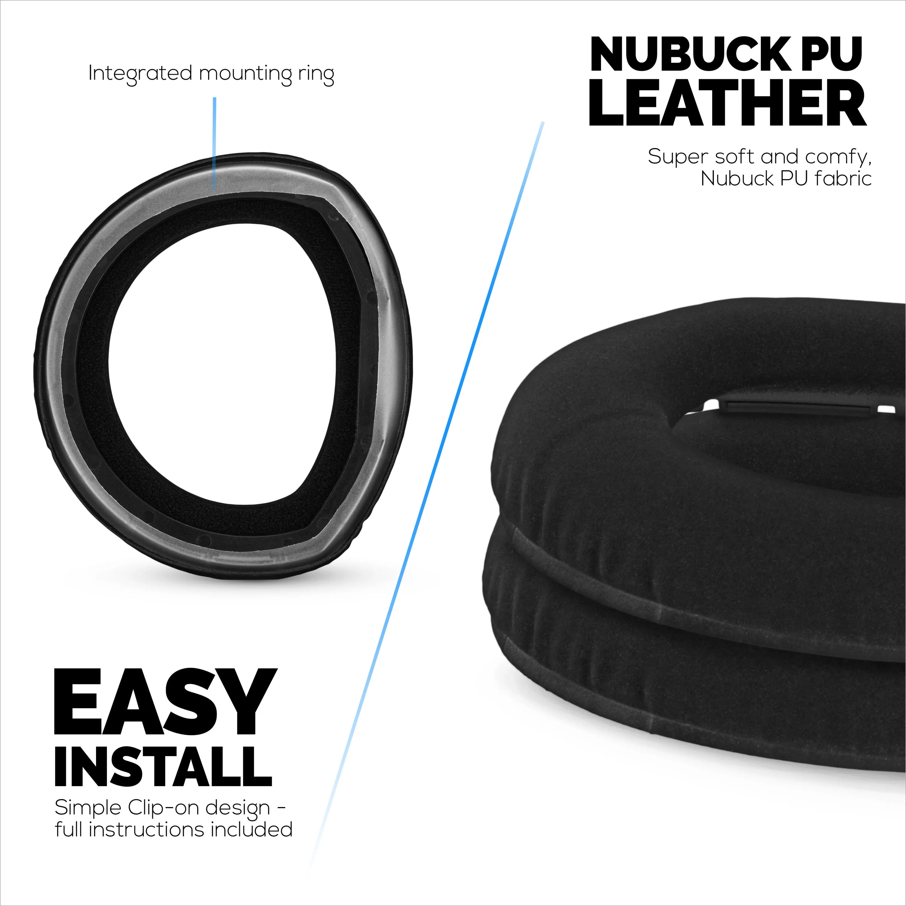 Replacement Earpads for Sennheiser HD800 Headphones - Luxurious Nubuck PU Leather & Soft Foam