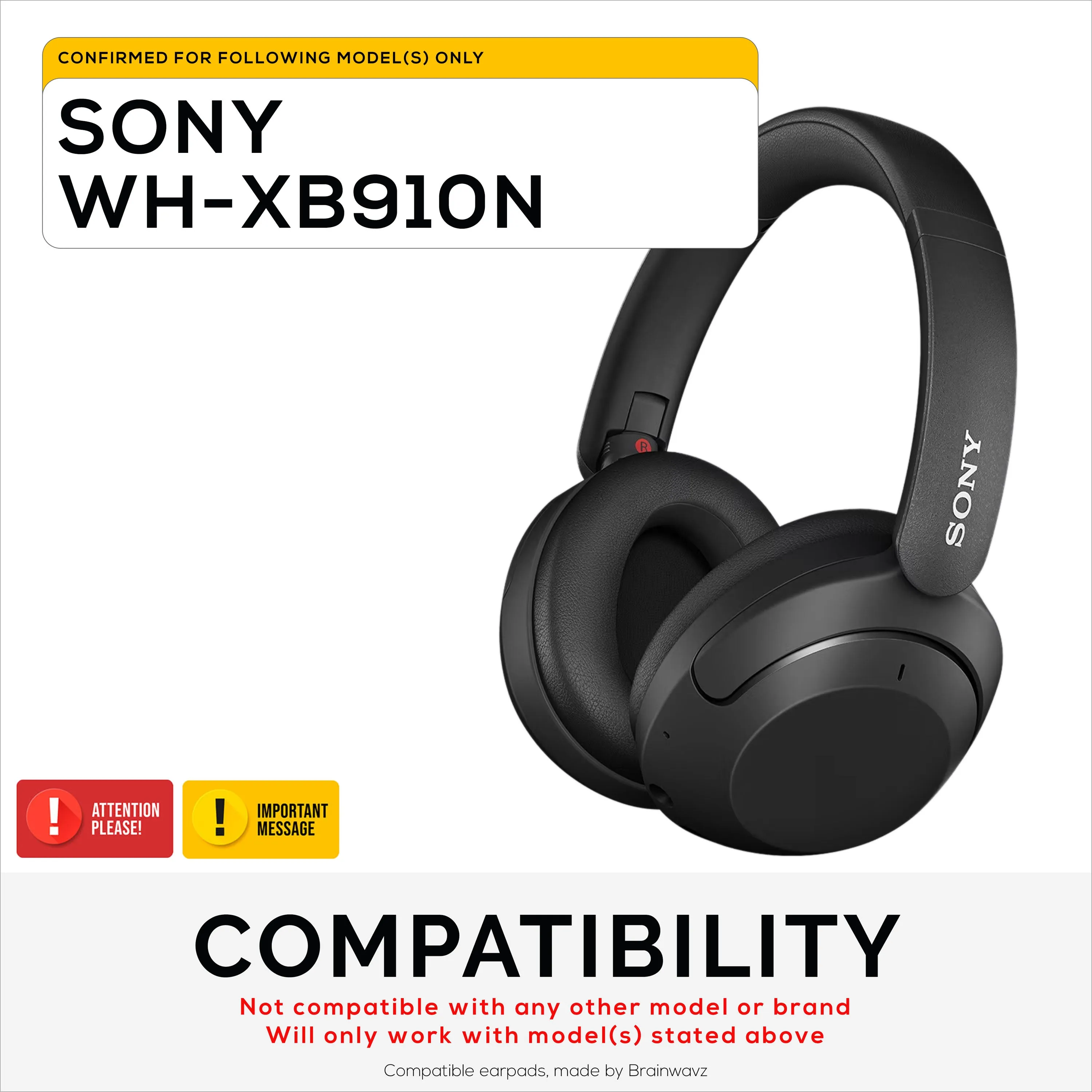 Soft PU Leather and Memory Foam Replacement Earpads for Sony WH-XB910N Wireless Headphones