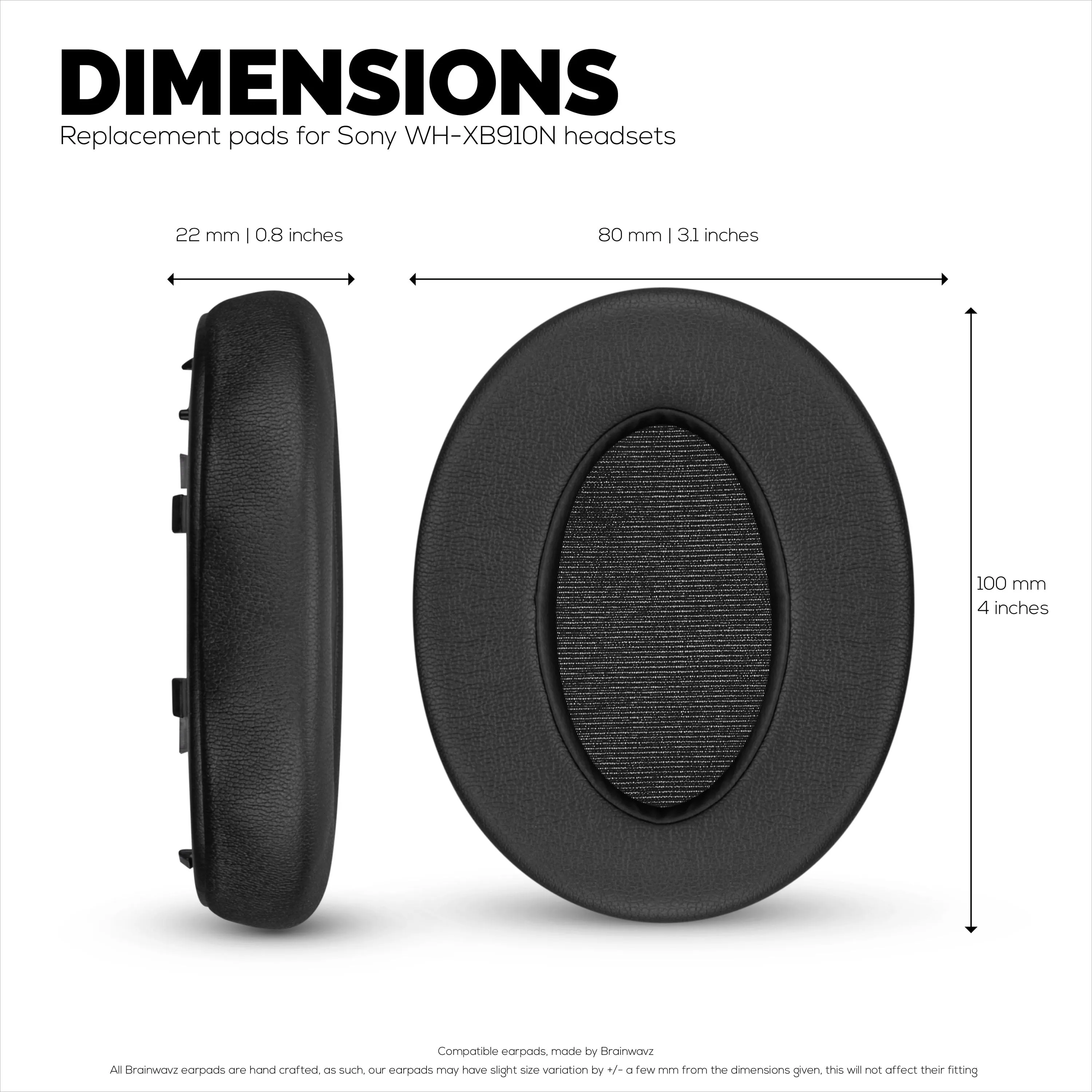 Soft PU Leather and Memory Foam Replacement Earpads for Sony WH-XB910N Wireless Headphones