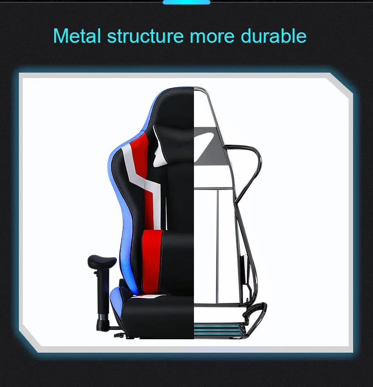 RGB Gaming Chair, LED Lights, Ergonomic Design Reclining Swivel Chair, Adjustable Armrest & Height, PU Leather High Back Office PC Chair with Lumbar Cushion and headrest