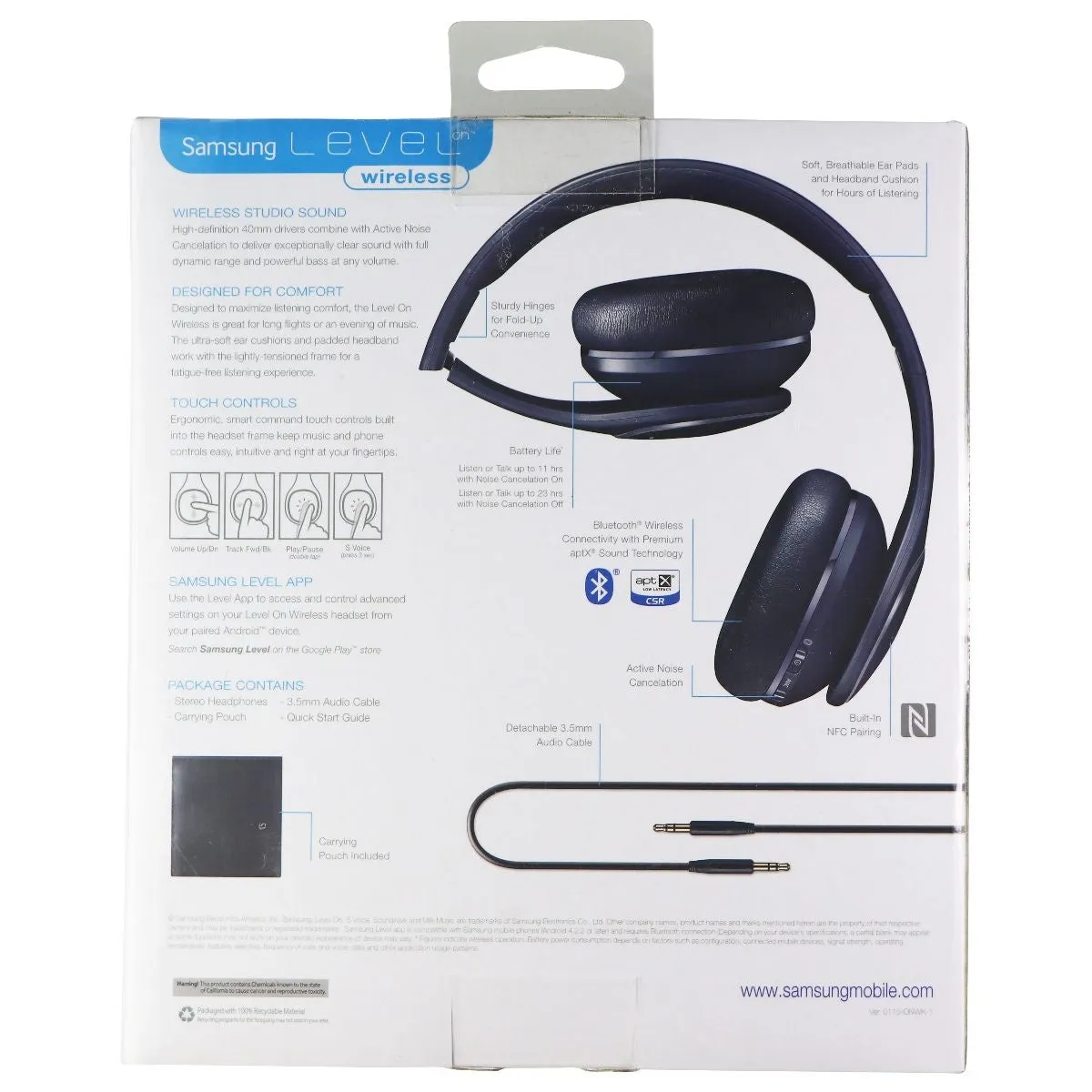 Samsung Level On Wireless Noise Canceling Headphones with Microphone - Blue