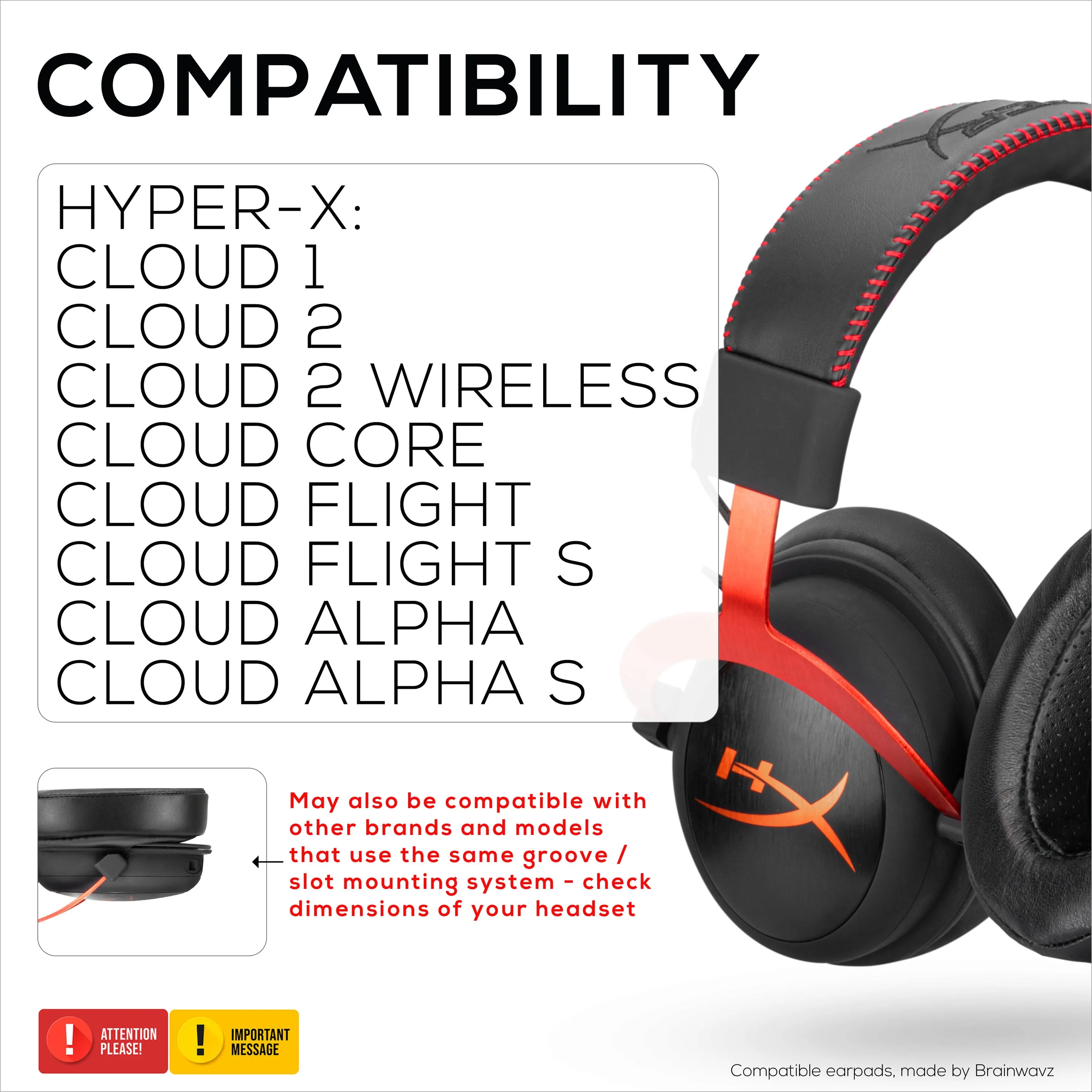 Sheepskin Gel Earpads for HyperX Cloud 1, 2 Wireless, Core, Flight S, Alpha S Headsets & More, Soft Leather, Cooling Gel, Extra Comfort, Durable & Long Lasting