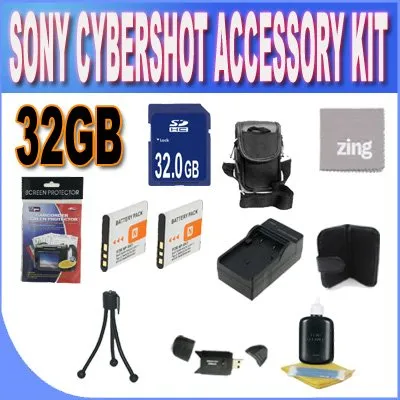 Sony Cyber-Shot Dsc-w510/w530/560/570 32GB Accessory Kit (32GB SDHC Card  2 Extended Life Batteries  Rapid Charger   Memory Card Wallet  Accessory Kit)