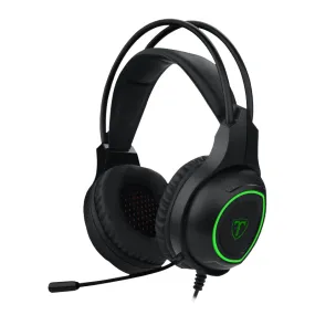 T-Dagger Atlas Green Lighting|210Cm Cable|3.5Mm (Mic And Headset)   Usb (Power Only) |Omni-Directional Gooseneck Mic|40Mm Bass Driver|Stereo Gaming Headset - Black/Green