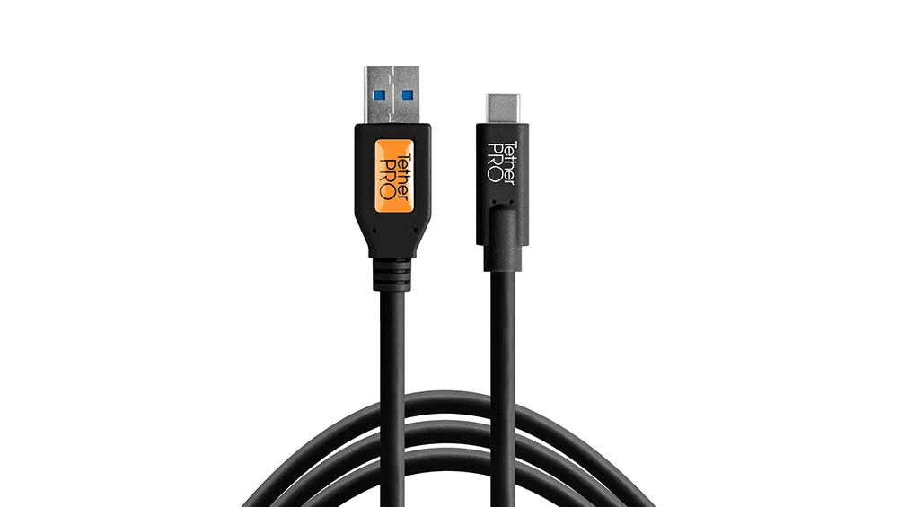 TetherPro USB 3.0 to USB-C, 15ft (4.6m), Black