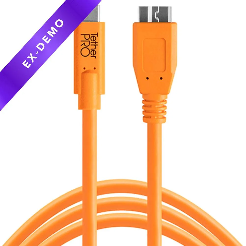 TetherPro USB-C to USB 3.0 Micro-B 4.6m Hi-Vis Orange (DEMO STOCK)