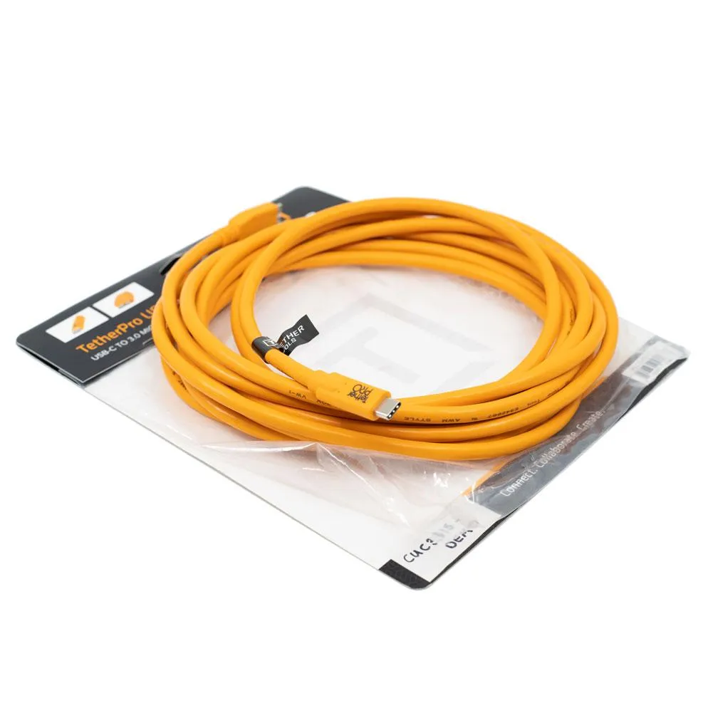 TetherPro USB-C to USB 3.0 Micro-B 4.6m Hi-Vis Orange (DEMO STOCK)