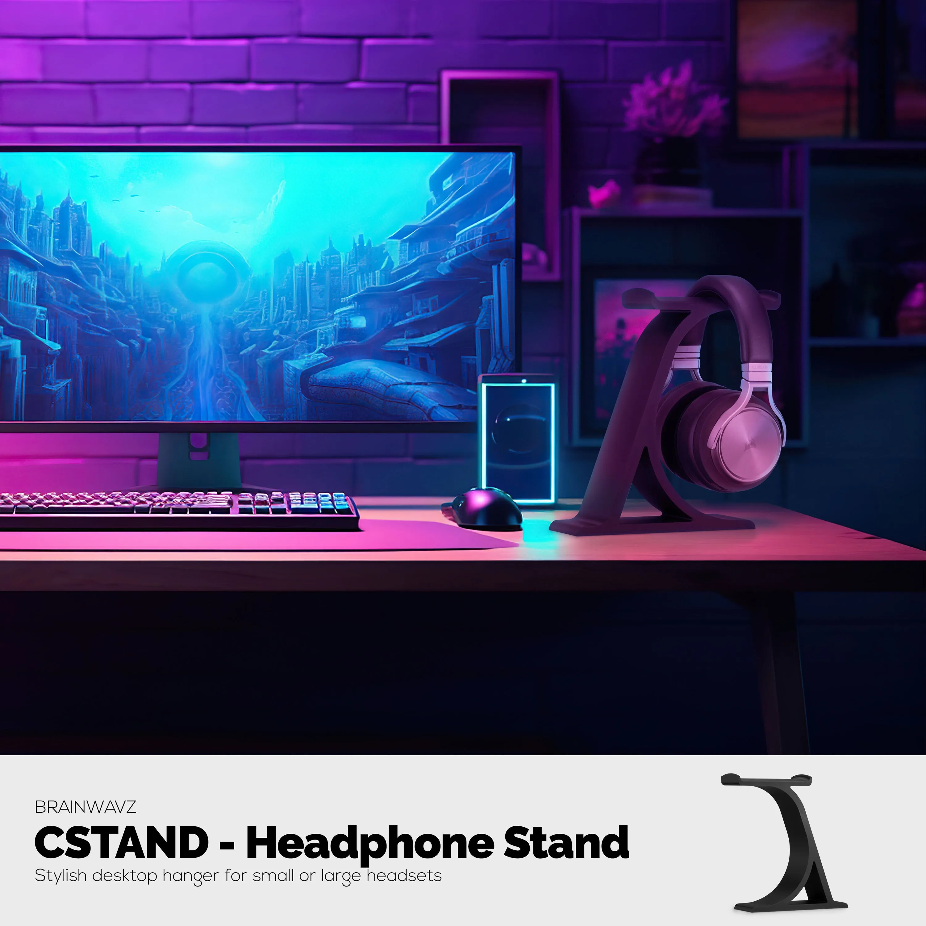 The CSTAND - Headphone Stand for Desks - Universal Design for All Gaming & Audio Headsets