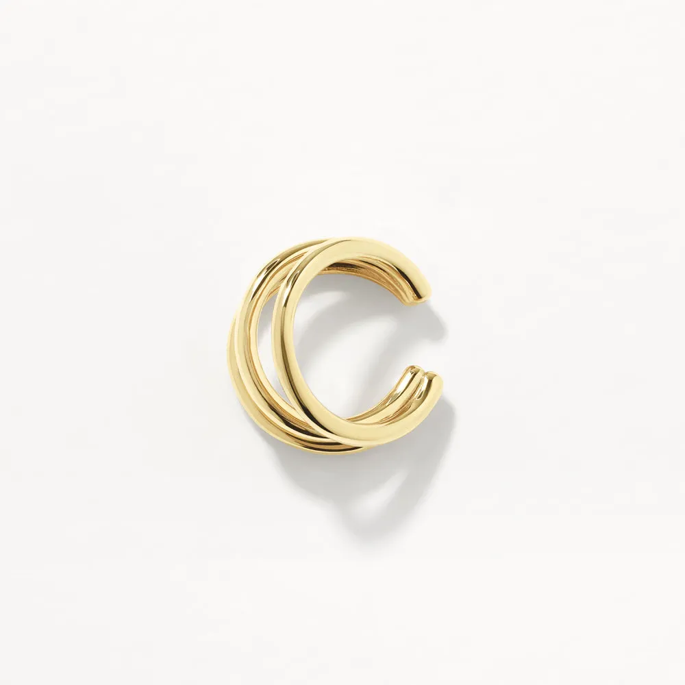 Triple Band Single Ear Cuff in Gold