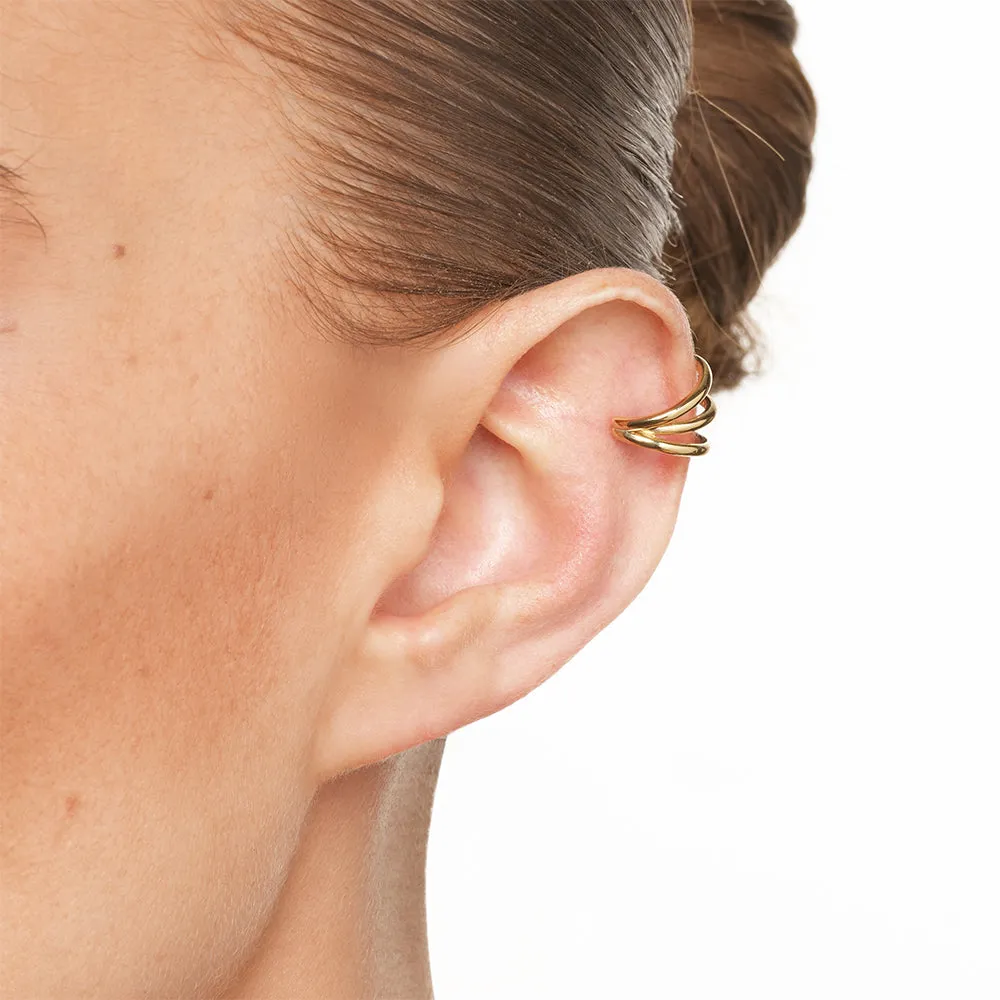 Triple Band Single Ear Cuff in Gold