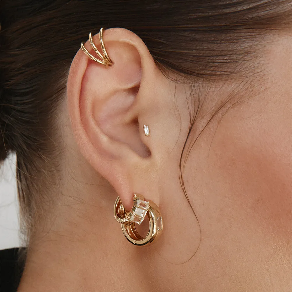 Triple Band Single Ear Cuff in Gold