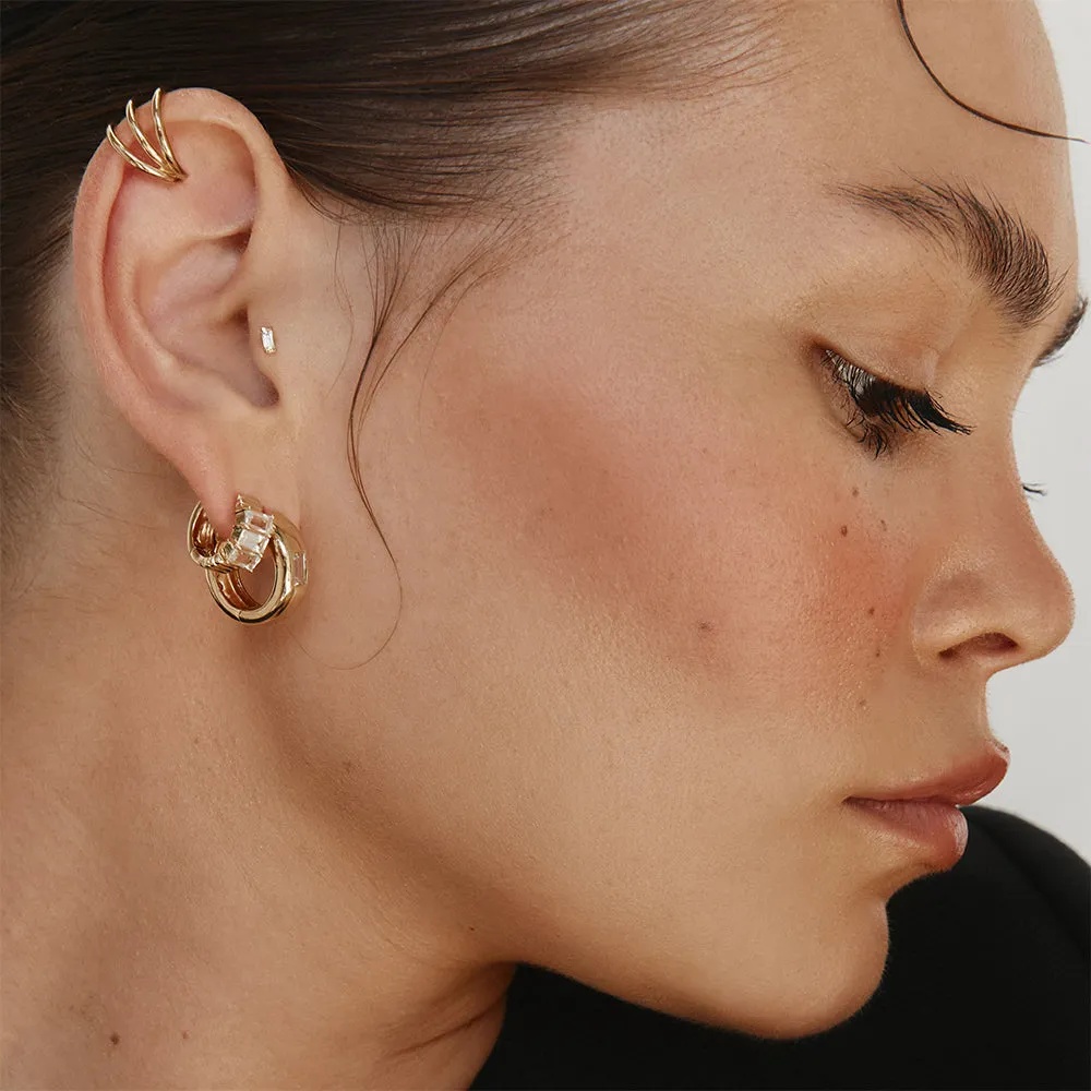 Triple Band Single Ear Cuff in Gold