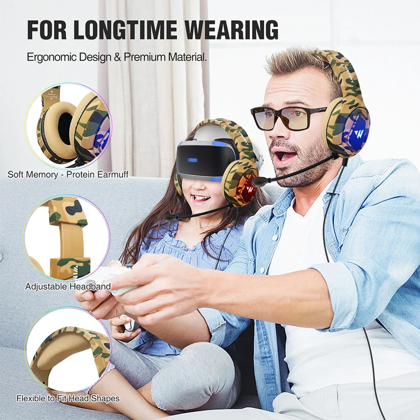 WINTORY Gaming Headset For PS4 PC Xbox One PS5 Controller